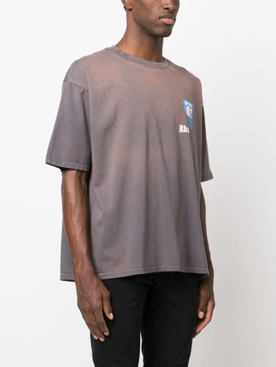 Shop Rhude O2 Off-road Print Cotton T-shirt In Grey