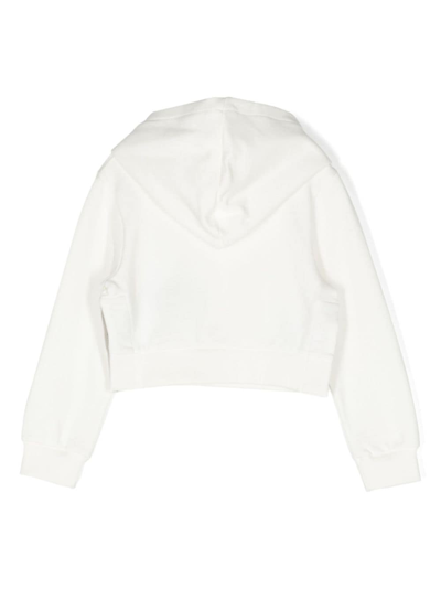 Shop Balmain Embossed-logo Cotton Hoodie In White