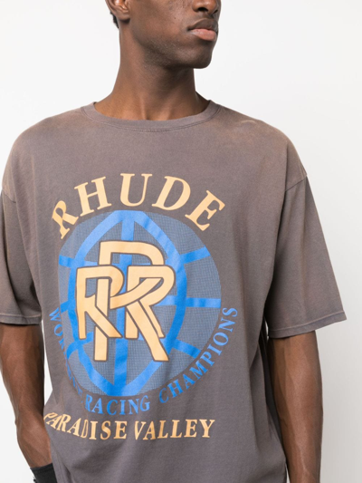 Shop Rhude Paradise Valley Cotton T-shirt In Grey