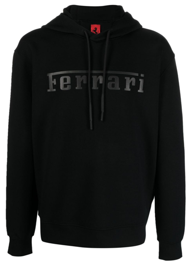 Shop Ferrari Logo-print Drawstring Hoodie In Black