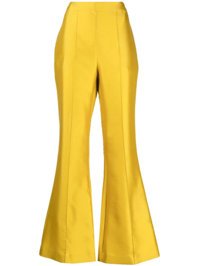Shop Macgraw Circa 72 High-rise Flared Trousers In Gold
