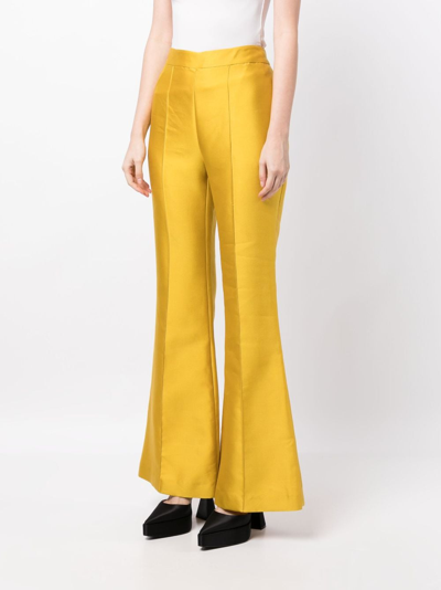 Shop Macgraw Circa 72 High-rise Flared Trousers In Gold