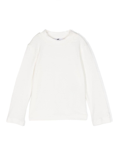 Shop Elisabetta Franchi La Mia Bambina Logo-embroidered Cotton Sweatshirt In White