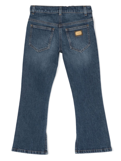 Dolce & Gabbana Rose Floral-embroidered Jeans In Blue