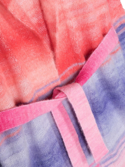 Shop Missoni Tied-waist Stripe-pattern Cardigan In Pink