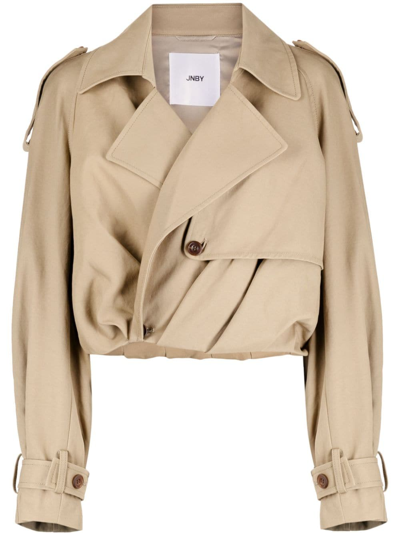 Shop Jnby Cropped Tailored Jacket In Brown