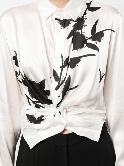 Shop Jnby Graphic-print Silk Shirt In White