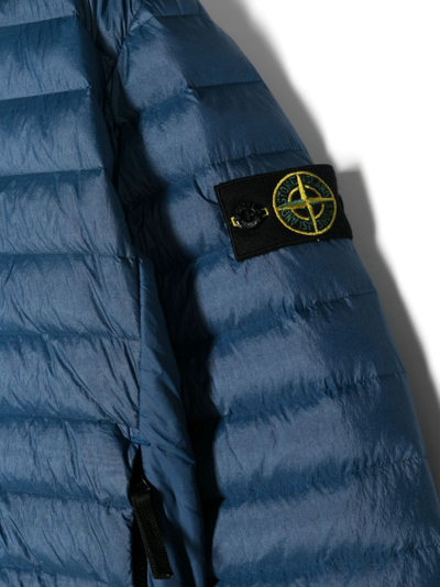 Shop Stone Island Junior Compass-logo Padded Jacket In Blue