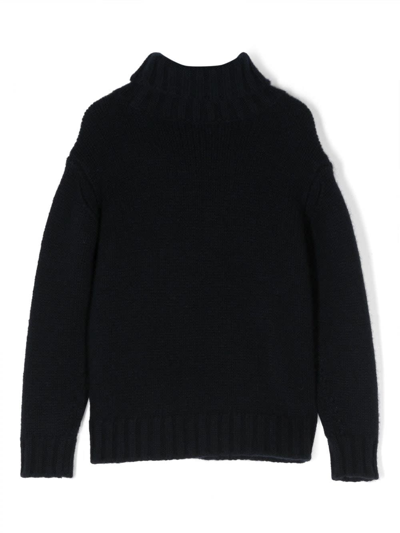 Shop Bonpoint Pullover Blu Navy In Cashmere Bambino