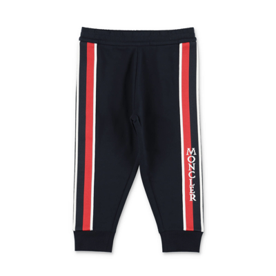 Shop Moncler Pantaloni Sportivi Blu Navy In Cotone Baby Boy