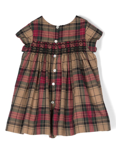 Shop Bonpoint Abito Con Coulotte Check In Cotone Baby Girl In Beige