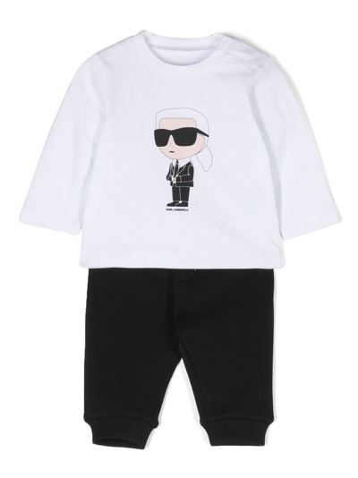 Shop Karl Lagerfeld Completo Con Felpa T-shirt E Pantaloni In Misto Cotone Baby Boy In Nero