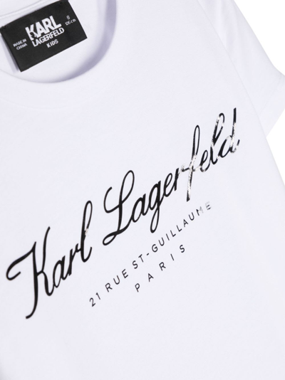 Shop Karl Lagerfeld T-shirt Bianca In Jersey Di Cotone Bambina In Bianco