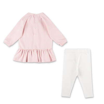 Shop Givenchy Completo Con Abito Rosa E Leggings Bianchi In Cotone Baby Girl