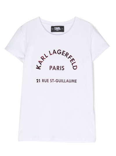 Shop Karl Lagerfeld T-shirt Nera In Cotone E Modale Bambina In Bianco