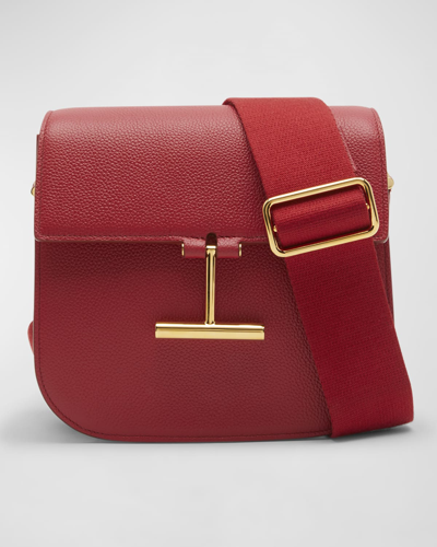 Shop Tom Ford Tara Mini Grain Leather Crossbody Bag In 1r009 Red