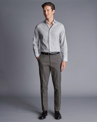 Shop Charles Tyrwhitt Men's  Smart Stretch Trousers In Grey