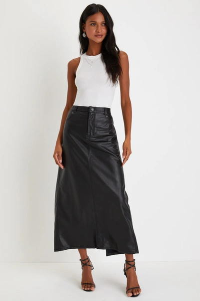 Shop Free People City Slicker Black Vegan Leather High-rise Maxi Skirt