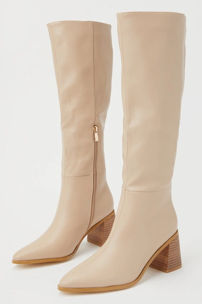 Billini Holden Biscuit Beige Pointed-toe Knee-high High Heel Boots In Beige