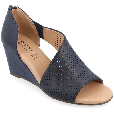 Shop Journee Collection Collection Women's Tru Comfort Foam Wide Width Aretha Wedge In Blue