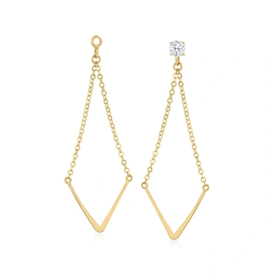 Ross-simons 14kt Yellow Gold V-shaped Chandelier Earring Jackets In White