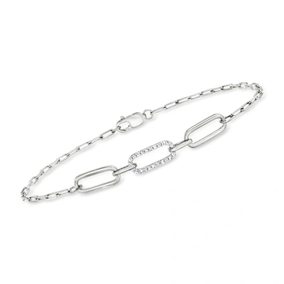 Rs Pure By Ross-simons Pave Diamond Paper Clip Link Bracelet In Sterling Silver In Multi