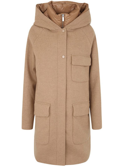 Shop Woolrich Layered Padded Coat In Brown