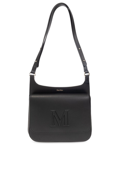 Shop Max Mara Mym Foldover Top Shoulder Bag In Black