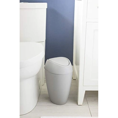 Umbra Twirla, 2.4 Gallon Trash Can With Swing-top Lid In Grey