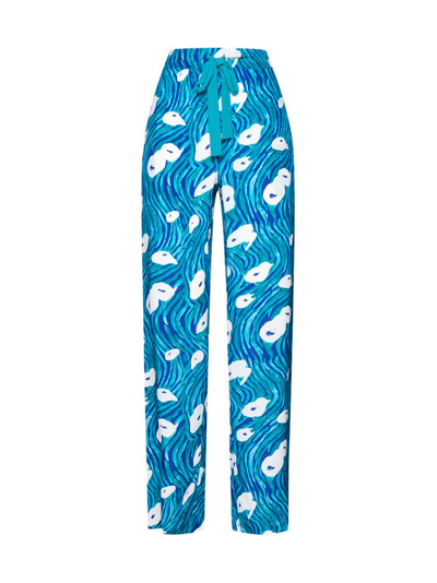 Shop Diane Von Furstenberg Graphic Printed Drawstring Trousers In Blue