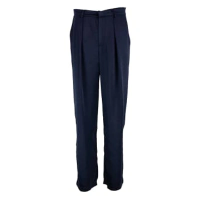 Shop Les Bo-hemiennes Silky Pants Navy In Blue