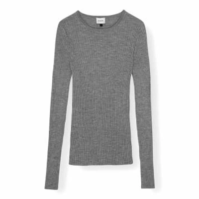 Shop Birgitte Herskind Camb Blouse Merino Wool Grey In Grey/grey