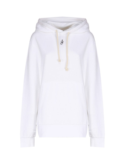 Shop Jw Anderson Logo Embroidered Drawstring Hoodie In White