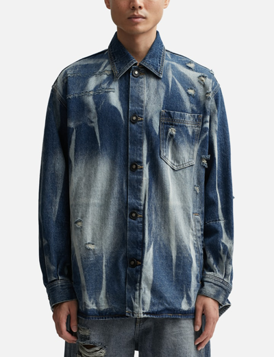 Shop Ader Error Wrinkle Denim Shirt In Blue