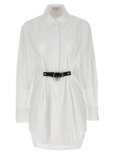 Shop Jw Anderson Padlock Belted Dress In White