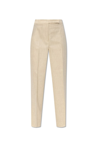 Shop Max Mara Cappa Straight Hem Tailored Trousers In Beige