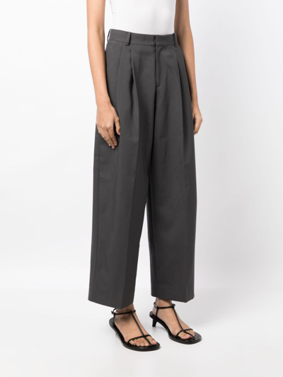 Shop Jnby Wide-leg Tailored Trousers In Green
