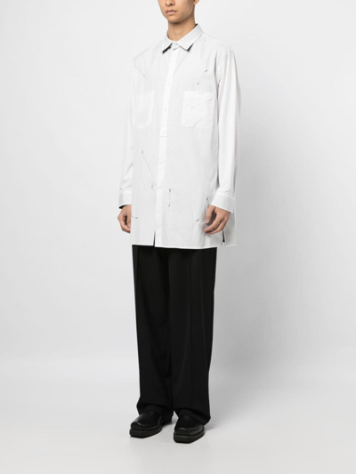 Shop Yohji Yamamoto Graphic-print Cotton Shirt In 白色