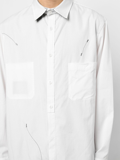 Shop Yohji Yamamoto Graphic-print Cotton Shirt In 白色