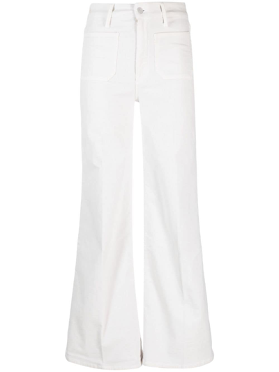 Mother The Lemon Twist Skimp High Rise Wide Leg Jeans In Pinch Of Salt In White