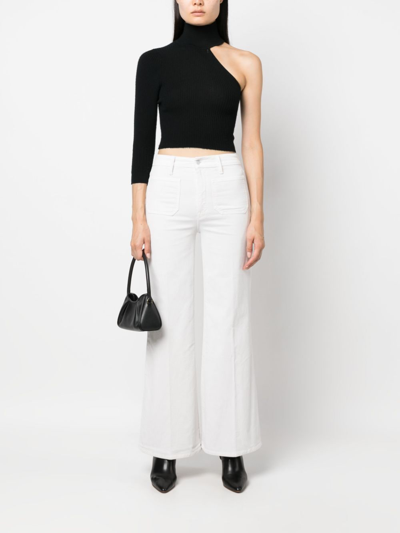 Mother The Lemon Twist Skimp High Rise Wide Leg Jeans In Pinch Of Salt In White