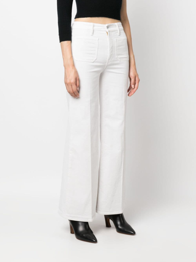Mother The Lemon Twist Skimp High Rise Wide Leg Jeans In Pinch Of Salt In White
