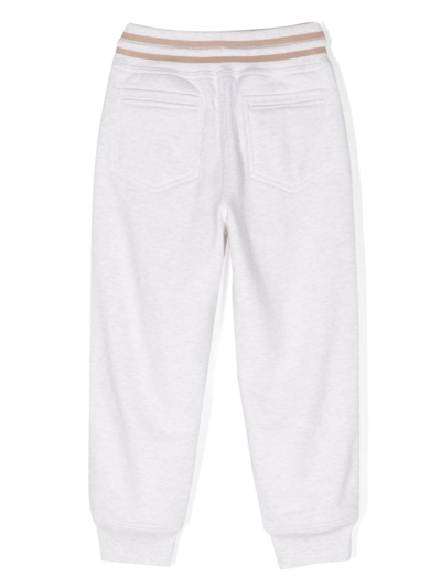 Shop Brunello Cucinelli Mélange-effect Ribbed-waist Track Pant In 中性色