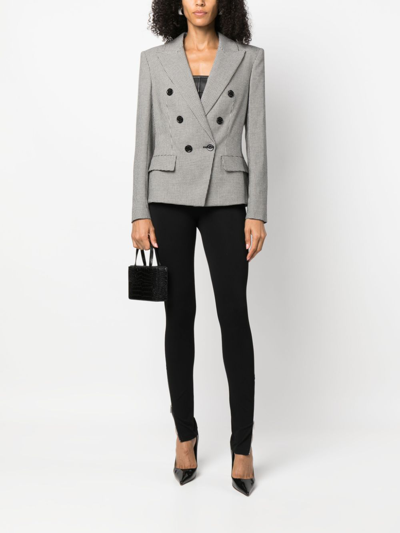 Shop Alexandre Vauthier Check-print Double-breasted Blazer In Black