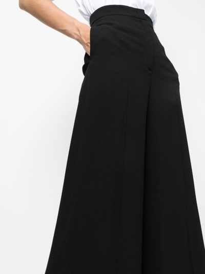 Shop Moschino High-waisted Wide-leg Trousers In Black