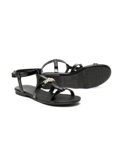 Shop Versace Medusa Head Strappy Sandals In 黑色
