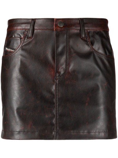 Shop Diesel O-kin Faux-leather Miniskirt In 褐色