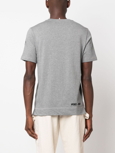 Shop Moncler Mountain Logo-print Cotton T-shirt In Grey