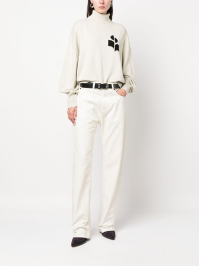 Isabel Marant Étoile Nash Intarsia Cotton And Wool-blend Turtleneck Sweater In Grey
