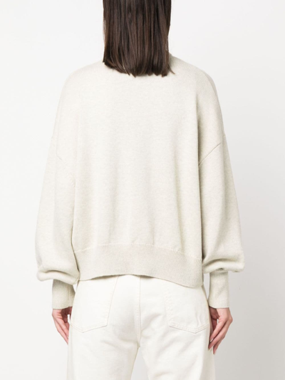 Isabel Marant Étoile Nash Intarsia Cotton And Wool-blend Turtleneck Sweater In Grey